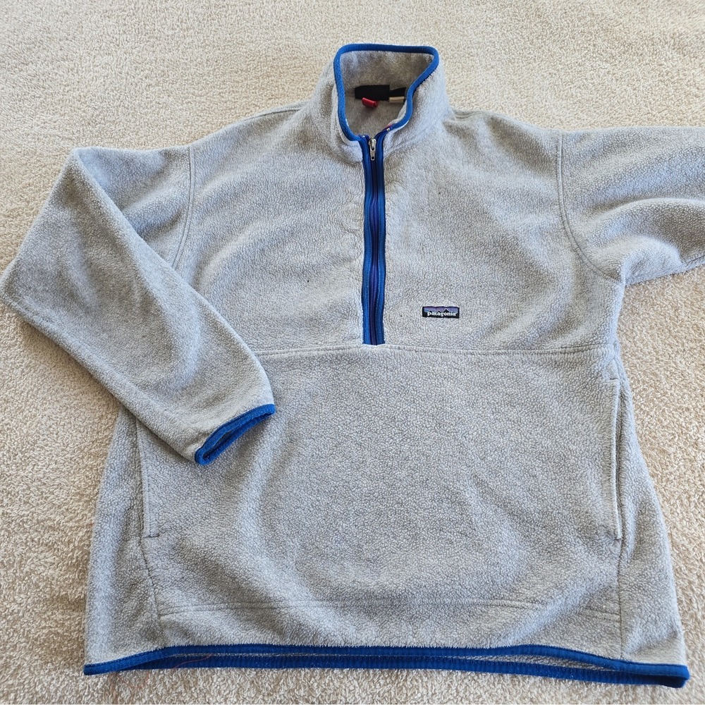Vintage Patagonia 90s Synchilla Fleece Pullover 1/2 Zip Heather Gray 25735 Sz XL